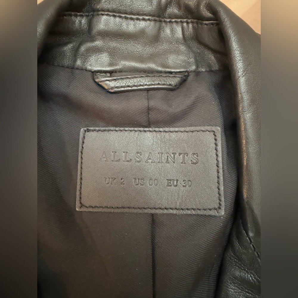 AllSaints Black Leather Biker Jacket - Picture 5 of 8